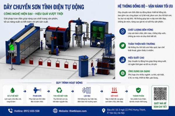 dây chuyền phun sơn tĩnh điện gồm những gì