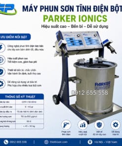 Súng sơn tĩnh điện Ionics Parker GX 8500 Súng phun sơn tĩnh điện Parker Ionics GX8500 chính hãng, công nghệ Mỹ, phun mịn, bám dính cao, tiết kiệm bột, độ bền cao, phù hợp dây chuyền sơn công nghiệp.
