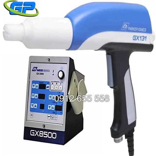 Súng sơn tĩnh điện Ionics Parker GX 8500 Súng sơn tĩnh điện Ionics Parker GX8500 chính hãng, công nghệ Mỹ, phun sơn bám dính tốt, tiết kiệm bột, vận hành ổn định, phù hợp sản xuất công nghiệp.