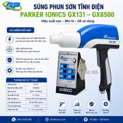 Súng sơn tĩnh điện Ionics Parker GX 8500 Thiết bị súng sơn tĩnh điện GX8500 Ionics Parker – Phun đều, bám dính tốt