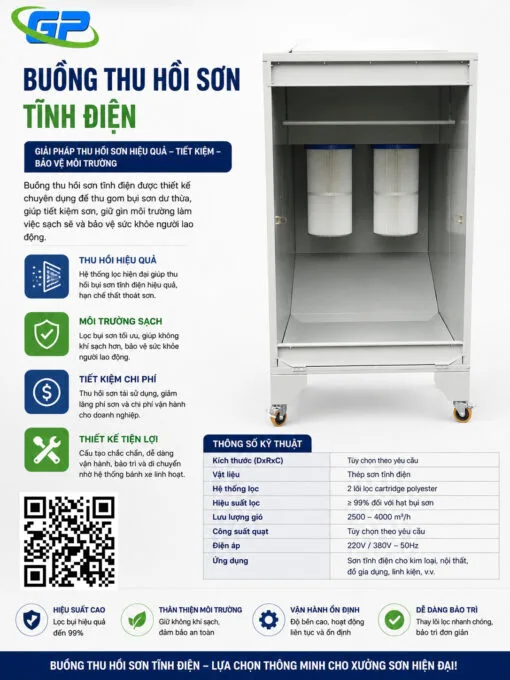 Buồng thu hồi bột sơn tĩnh điện sản xuất tại gia phú