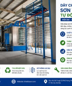 Dây chuyền phun sơn tĩnh điện tự động số 1 Dây chuyền sơn tĩnh điện tự động hiện đại giúp nâng cao chất lượng lớp sơn, chống ăn mòn, tiết kiệm chi phí và tối ưu năng suất sản xuất. Hệ thống phù hợp cho cơ khí, nội thất, điện tử, ô tô và nhiều ngành công nghiệp khác.