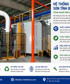 Dây chuyền phun sơn tĩnh điện tự động số 1 Hệ thống thu hồi sơn tĩnh điện hiện đại giúp tái sử dụng bột sơn hiệu quả, giảm thất thoát nguyên liệu và tối ưu chi phí sản xuất. Công nghệ vận hành ổn định, thân thiện môi trường, phù hợp cho nhiều ngành công nghiệp.