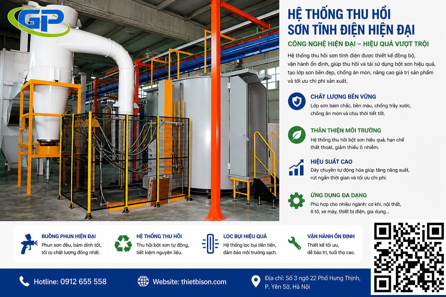 Dây chuyền phun sơn tĩnh điện tự động số 1 Hệ thống thu hồi sơn tĩnh điện hiện đại giúp tái sử dụng bột sơn hiệu quả, giảm thất thoát nguyên liệu và tối ưu chi phí sản xuất. Công nghệ vận hành ổn định, thân thiện môi trường, phù hợp cho nhiều ngành công nghiệp.