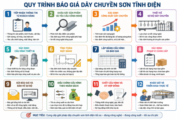 12 Bước Quy Trình Báo Giá Dây Chuyền Sơn Tĩnh Điện 12 Bước Quy Trình Báo Giá Dây Chuyền Sơn Tĩnh Điện